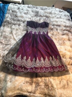 Vintage Y2K Morgan & Co. Purple and black Dress with Silver Embellishment